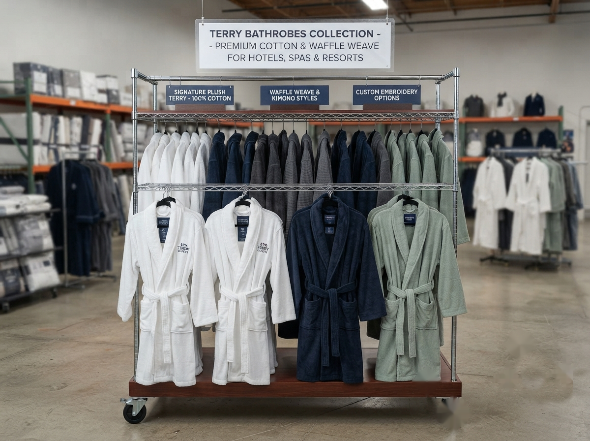 Terry bathrobes for hotels and spas