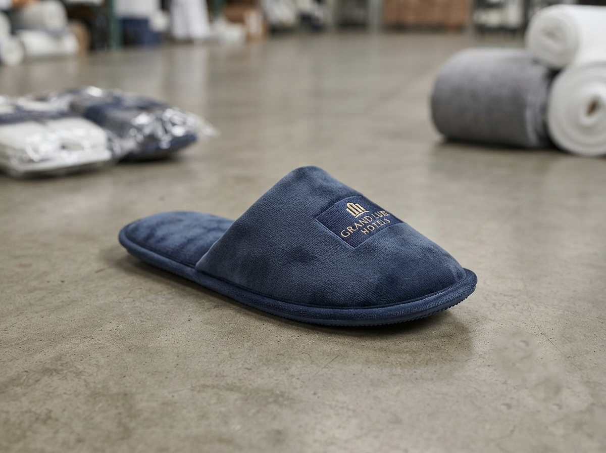 White hotel guest slippers