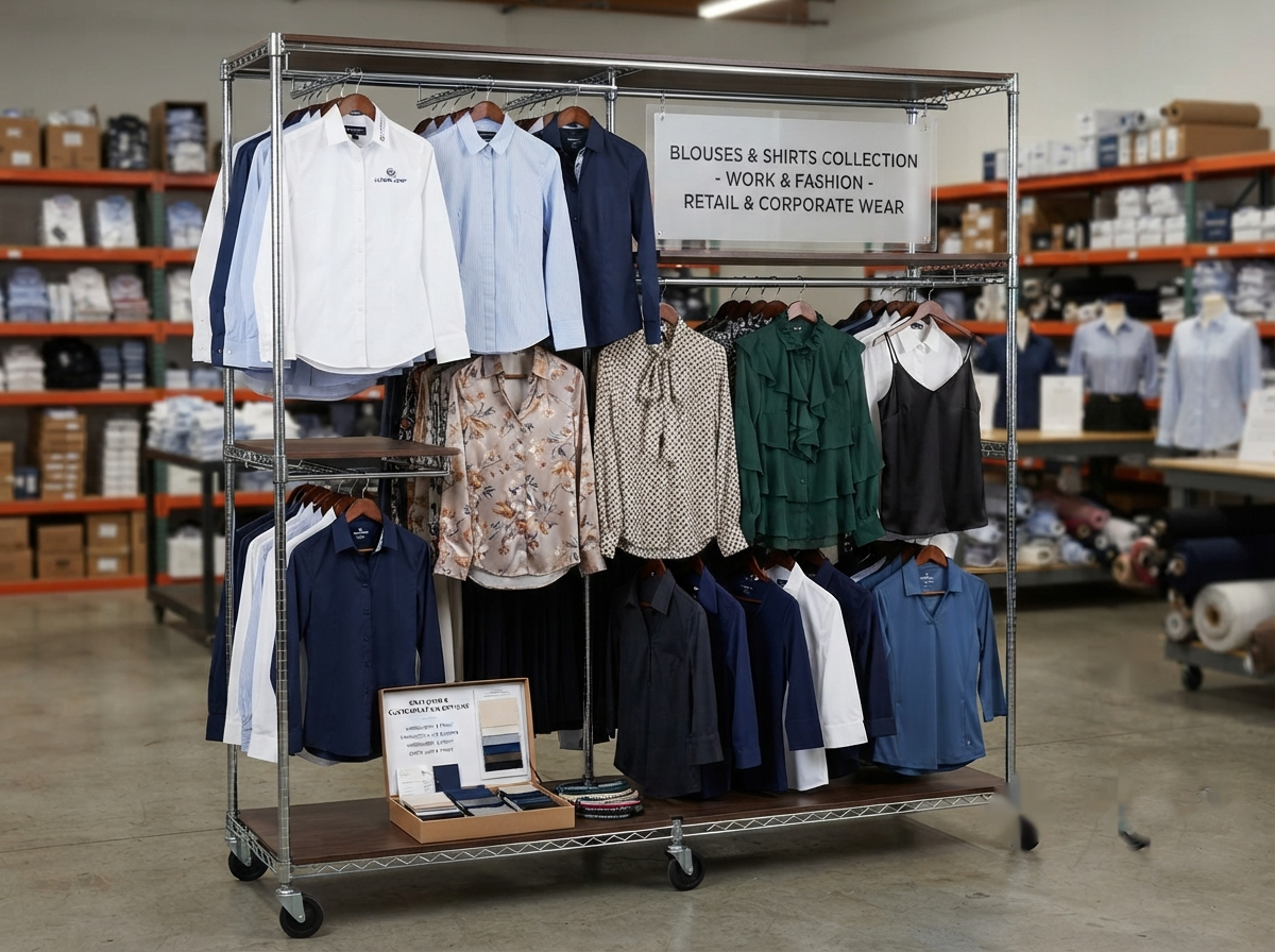 Ladies blouses and shirts for ready-made garment supply