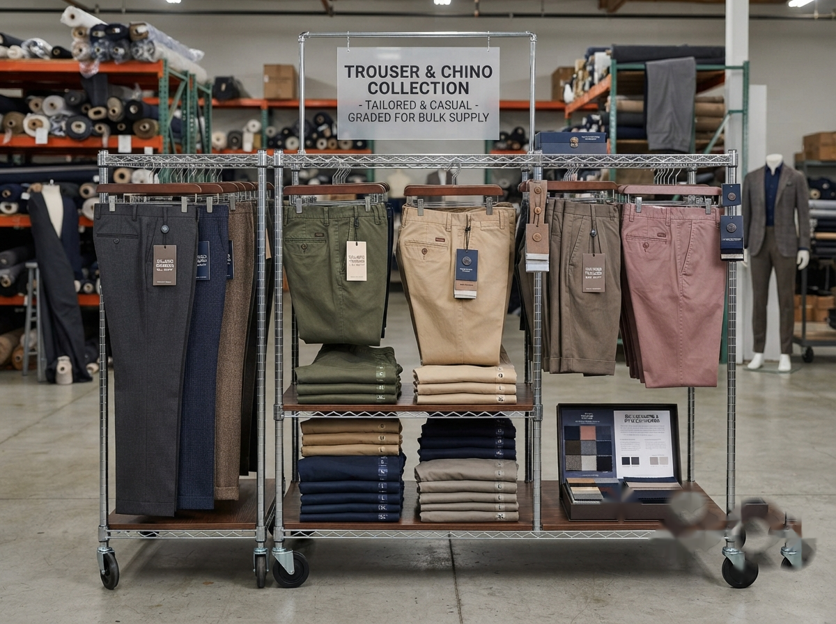Men’s trousers and chinos for bulk supply
